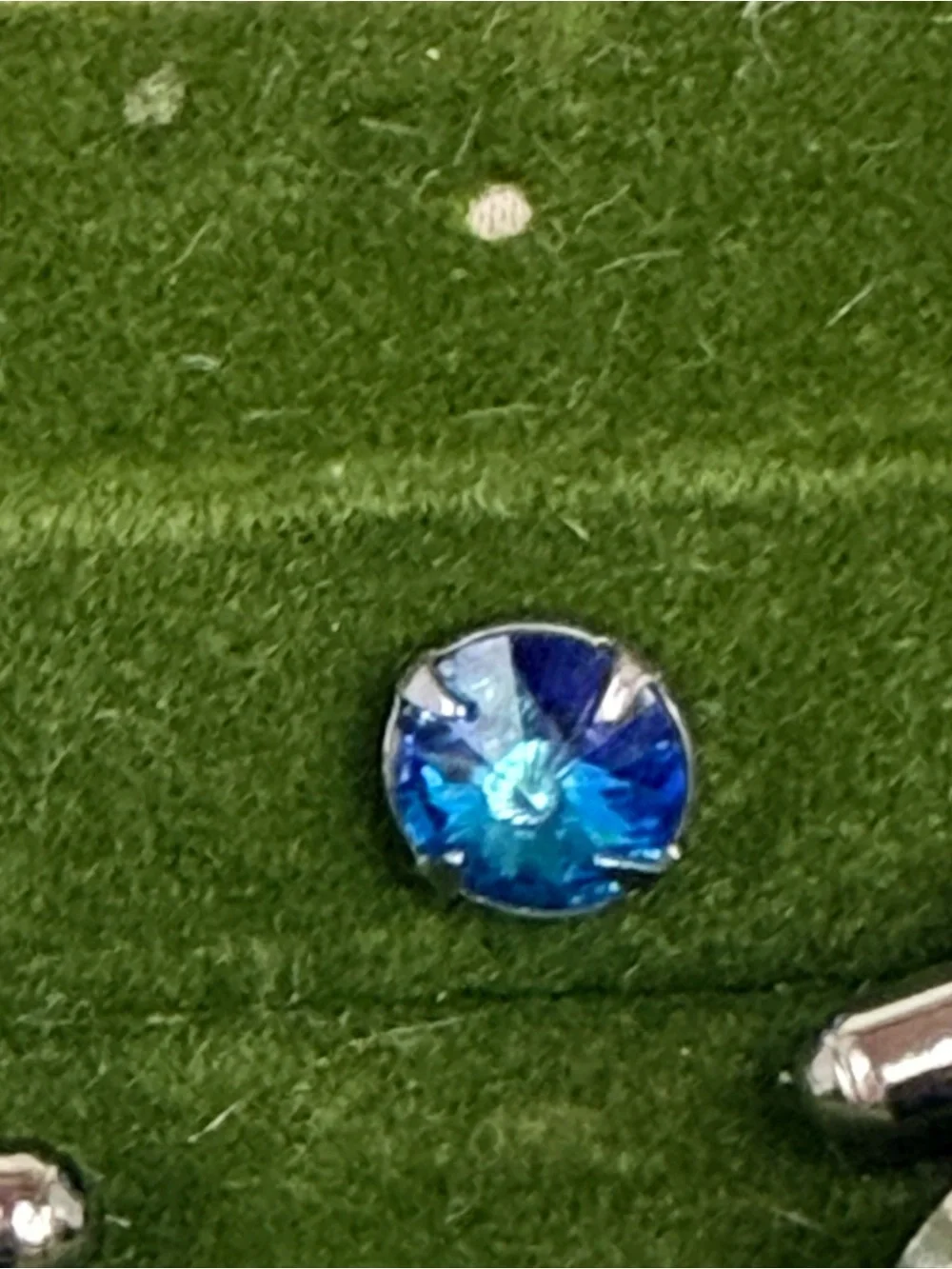 Formal star rivoli crystal multi-faceted Bermuda blue cuff links & tie pin
